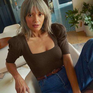 Zandra Smocked Tee in Bittersweet